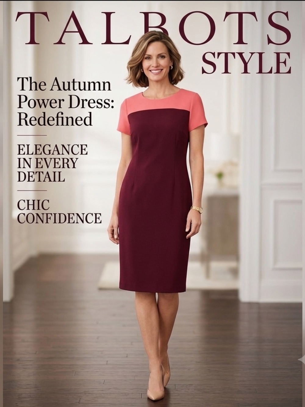 ✨ Chic Talbots 14WP Colorblock Shift Dress Effortless Elegance in Coral & Wine!